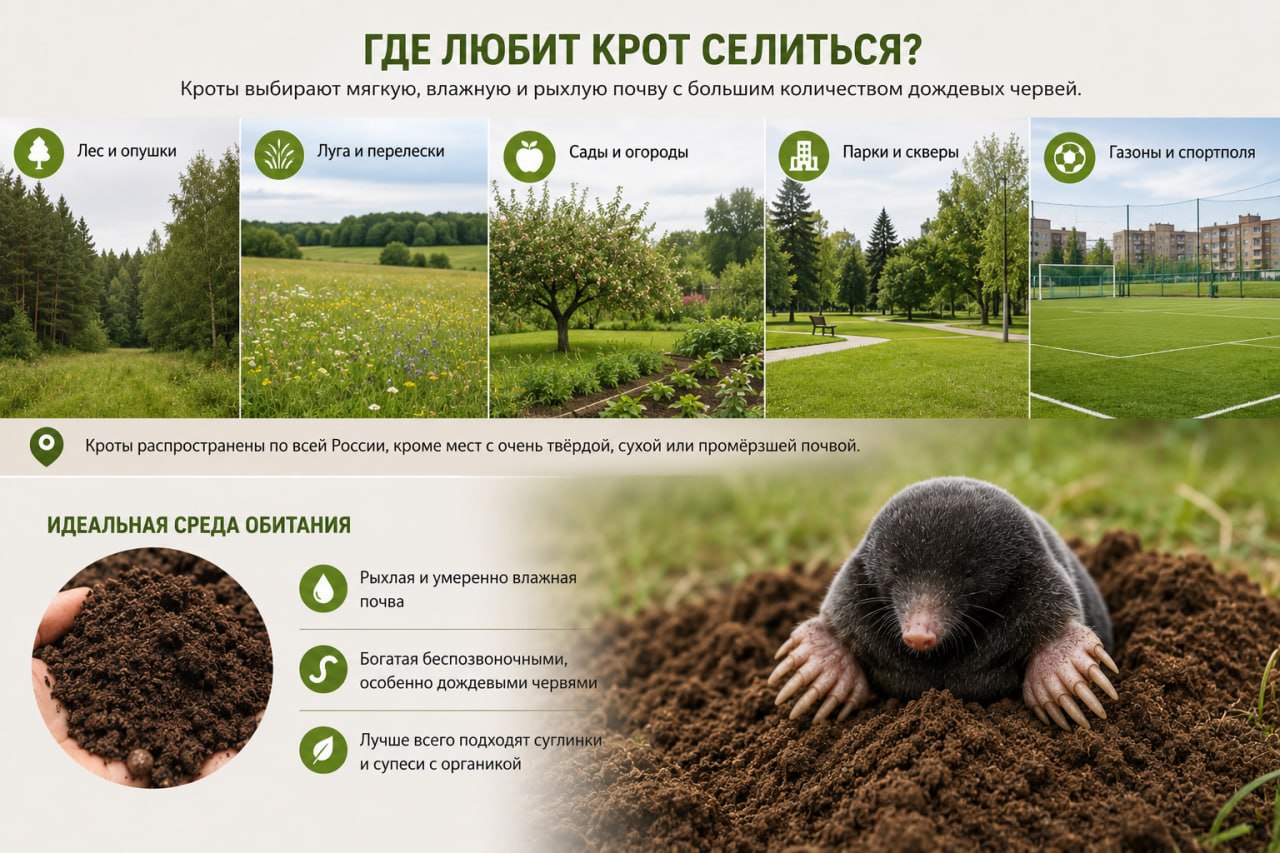 Где любит крот селиться
